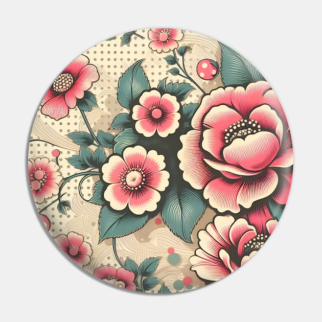 Pink Flowers Pin by Jenni Arts