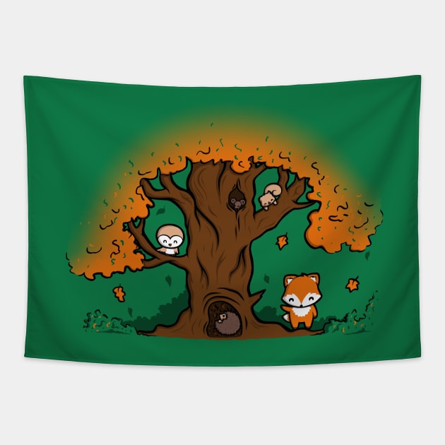 Autumn Friends Tapestry by perdita00