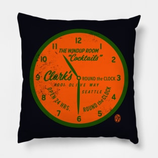Vintage Clark's Round the Clock Restaurant Seattle Pillow