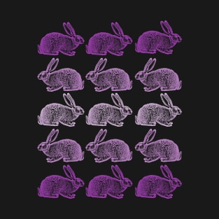 Cute Purple Rabbits Rabbit Lover Retro Vintage Rabbit Animal Art T-Shirt