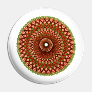 Mandala--Green and Red Pin