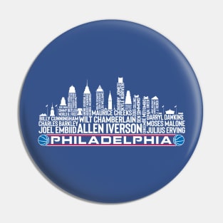 Philadelphia City Basketball Team All Time Legends, Philadelphia City Skyline Pin