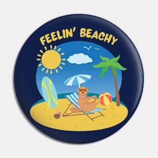 Feelin' Beachy with Golden Retriever on Beach Enjoying Summer Vacation Pin