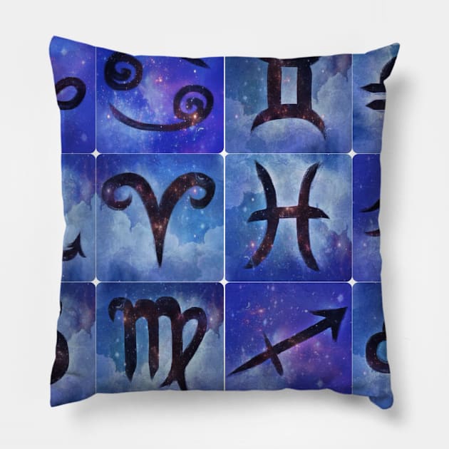 Zodiac Grid Pillow by jacksisko