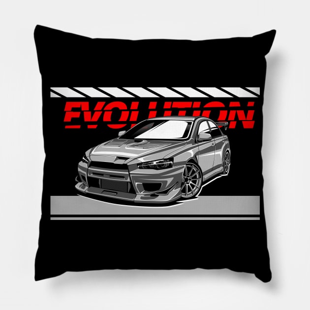 Mits Lancer Evo X Grey Pillow by aredie19