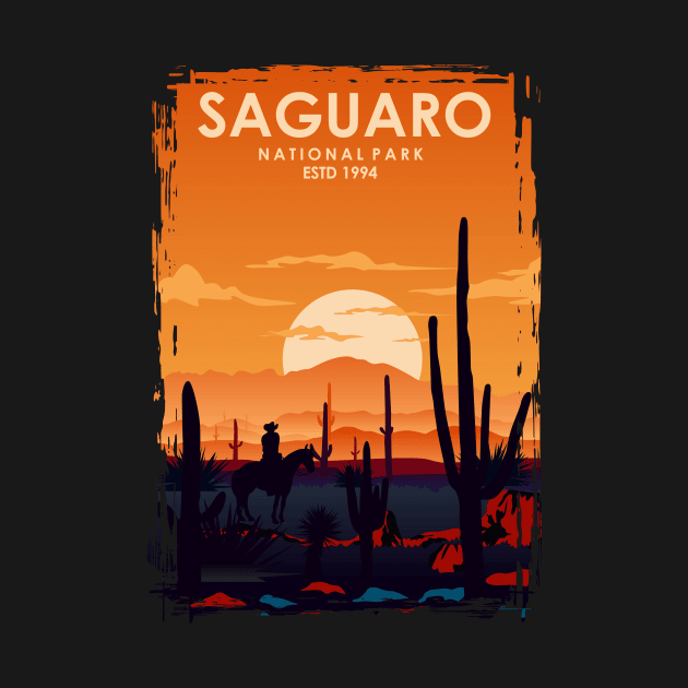 Saguaro National Park Vintage Minimal travel poster by jornvanhezik
