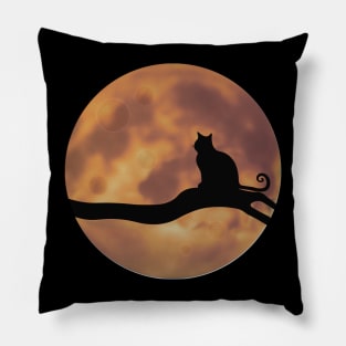 Moon Cat Silhouette Pillow