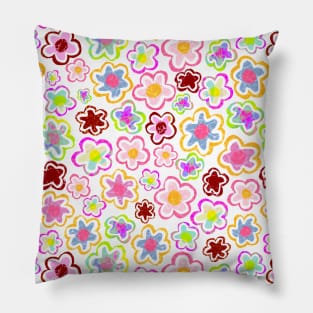 Colorful Hand-Drawn Flower Pattern Pillow