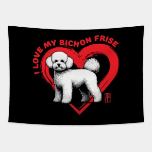 I Love My Bichon Frise - I Love my dog - Temperamental dog Tapestry