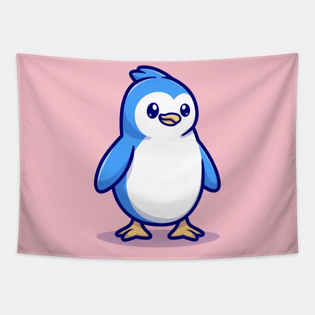 Cute Baby Penguin Cartoon Tapestry by Catalyst Labs