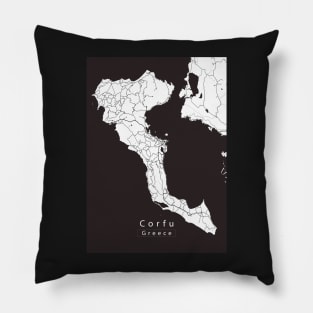 Corfu Greece Island Map Pillow