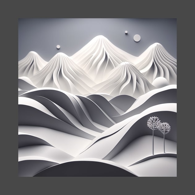 monotonous mountains in shades of gray and white only by UmagineArts