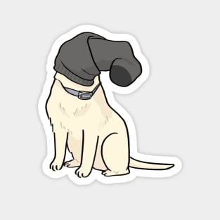 Dumb dog with head in sock funny cartoon Magnet