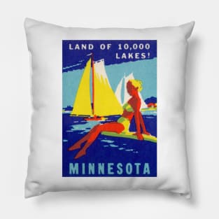 1940 Minnesota, Land of 10,000 Lakes Pillow