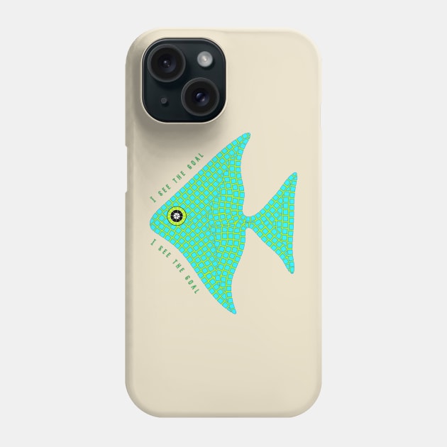 Aquamarine mosaic angelfish Phone Case by Gerchek