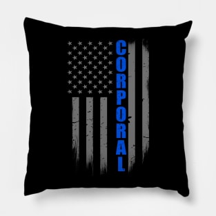 Police Corporal Thin Blue Line Flag Pillow