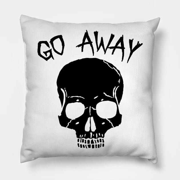 Go Away - Gothic Skull Pillow by LunaMay