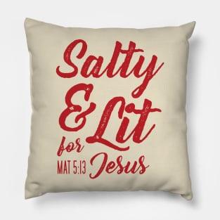 Salty and Lit for Jesus - Red Distress Pillow