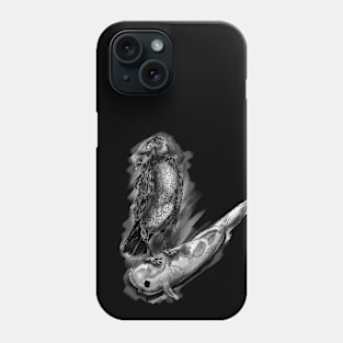 Crow and Koi fish Ink Painting Phone Case