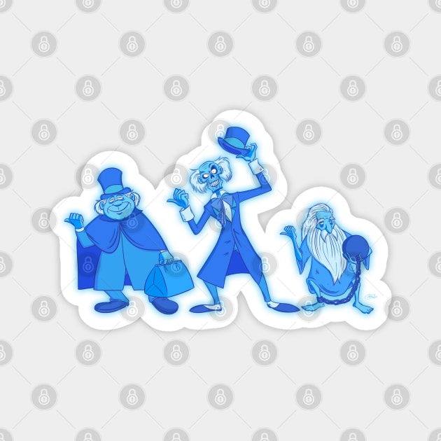 Hitchhiking Ghosts Magnet by Doodle Dan