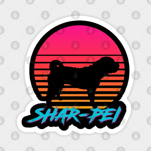 Chinese Shar-Pei 1980s Sunset Magnet by Geekasms