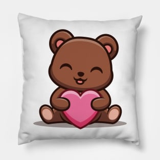 Cute Kawaii Teddy with Heart Pillow