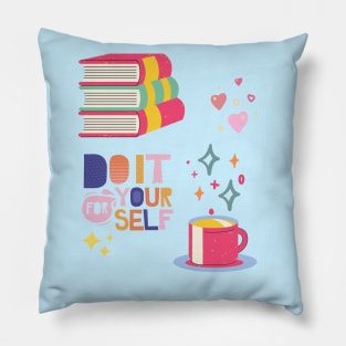 Do It For Yourself With Hearts & Stars Pillow