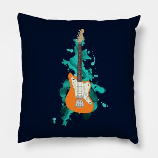 Offset Style Electric Guitar Orange Color Pillow