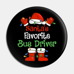 Santa's Favorite Bus Driver Funny Christmas Pajamas Pin