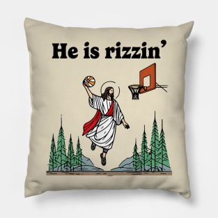 He Is Rizzin Funny Jesus Playing Basketball Humors He is Rizzen Jesus Pillow