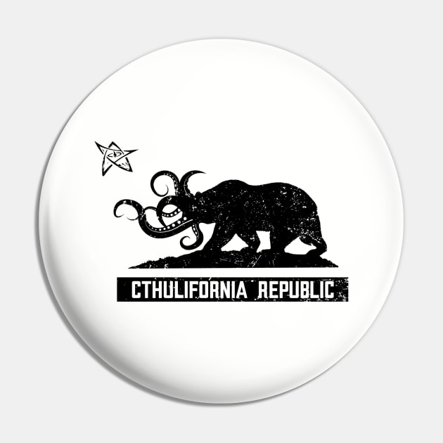 Cthulifornia Republic (Black) Pin by Miskatonic Designs