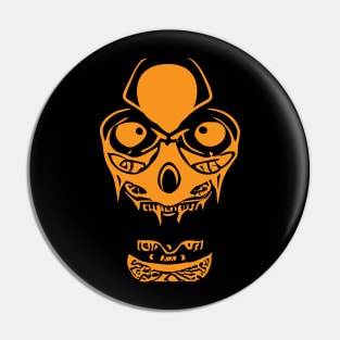 Alien Zombie Skull Orange Color Pin