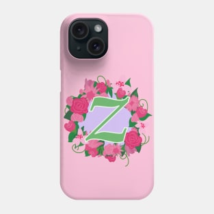 Monogram Z, Personalized Floral InitiaI Phone Case