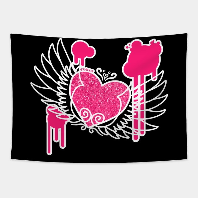 Winged Heart (Pink and White Version) Tapestry by Jan Grackle