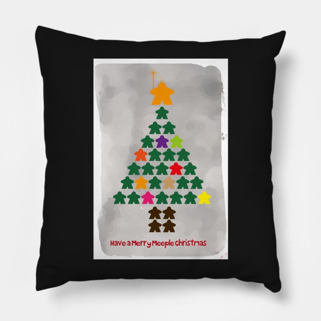 Have a Merry Meeple Christmas (Meeple Christmas Tree) - Board Games Design - Board Game Art Pillow by MeepleDesign