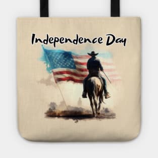 Independece day, cowboy, american flag Tote