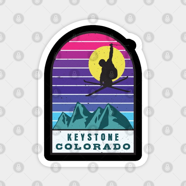 Ski Keystone Colorado Retro Sunset Magnet by JordanHolmes