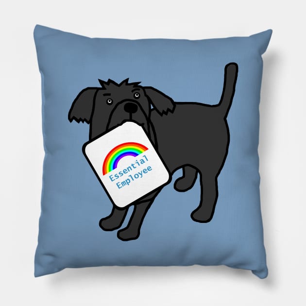 Essential Employee Rainbow and Dog Pillow by ellenhenryart