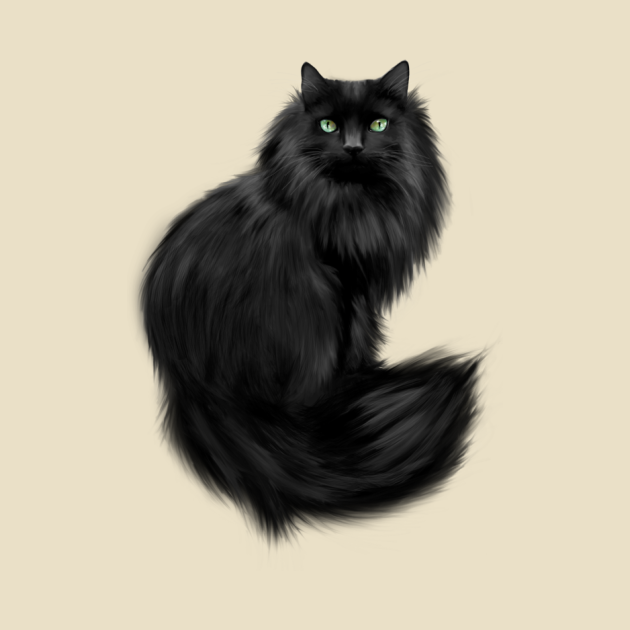 Discover Beautiful Long Haired Cat - Long Haired Black Cat - T-Shirt