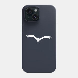 Stork Bird In Flight Vector White Silhouette Phone Case