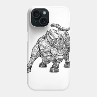 WALL STREET BULL ink portrait Phone Case