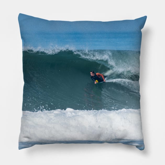 Bodyboarder in action Pillow by homydesign