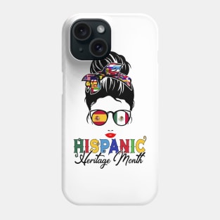 Hispanic Heritage Month Messy bun All Countries Flags Phone Case