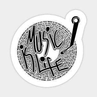 of music is life gramophone themed design Magnet