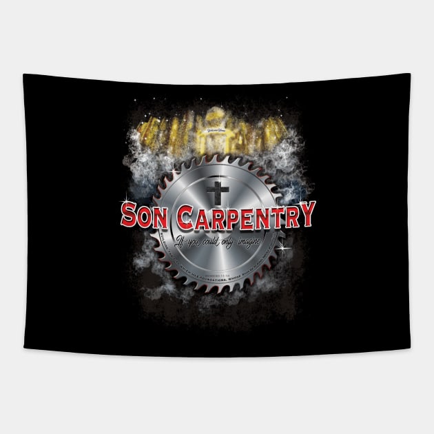 Son Carpentry - New Jerusalem - Hebrews 11:10 Tapestry by PacPrintwear8