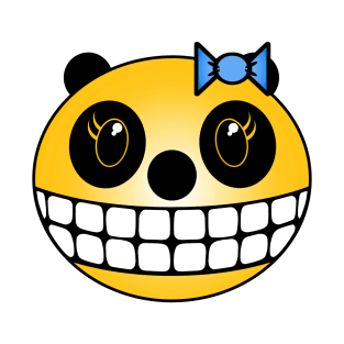 Girl Panda Bear - Yellow with Blue Bow T-Shirt