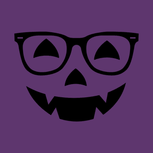 Nerd Jack O Lantern Face Glasses T-Shirt