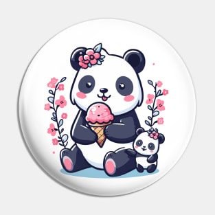 Pandas family eating ice cream Pin