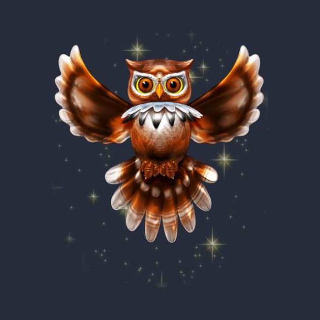 Surreal Owl Metallic Flying on the Night 3d by BluedarkArt