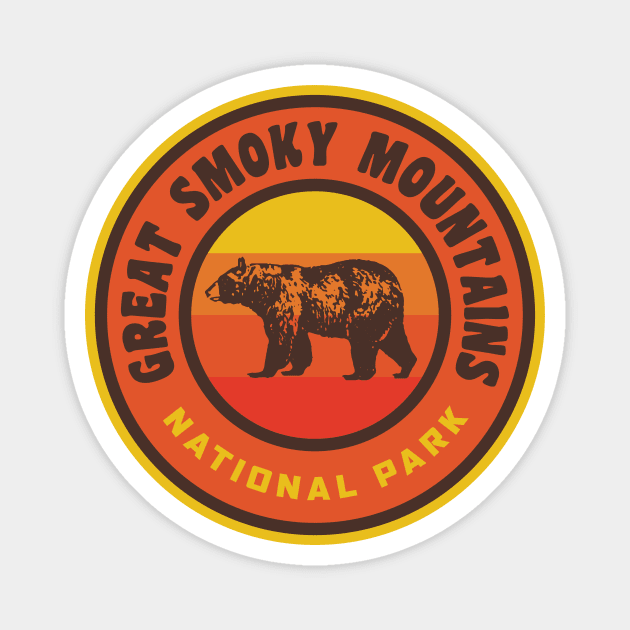 Great Smoky Mountains National Park Bear Retro Edit Magnet by PodDesignShop